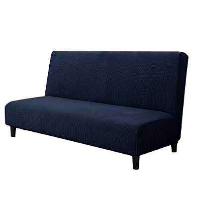 CHUN YI Funda de Sofá sin Brazo Cubierta de Sofá Cama Elástica Plegable sin Reposabrazos, Protector para Futón Couch Bench de 3 Plazas (Azul Oscuro)
