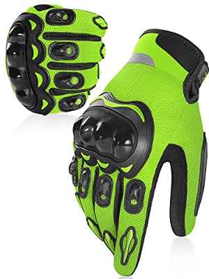 COFIT Guantes de Moto de Verano para Hombres y Mujeres, Malla Transpirable Guantes de Moto con Pantalla Táctil para Equitación BMX ATV MTB, Motocicleta, Carreras de Carretera, Bicicleta Verde XL