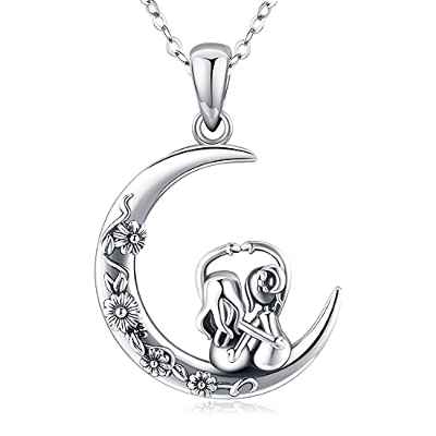 Collar con colgante de plata de ley para hermanas, siempre mi hermana, para siempre, mi amigo, collar con colgante de luna para mujeres para mujeres, hermanas, regalos de joyería para hermanas, amigos