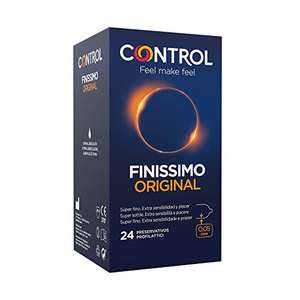 Control Preservativos Finissimo Original. Caja de 24 Condones Súper Finos, Extra Sensibilidad, Lubricados, Sexo Seguro.