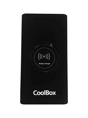 CoolBox COO-PB08KW-BK Powerbank con carga inalámbrica Qi 8000 mAh – Carga 2 dispositivos a la vez, tacto suave de goma. Color Negro