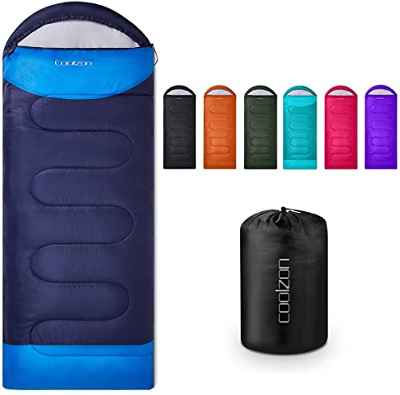 Coolzon Saco de Dormir Adulto para 3-4 Estaciones, Impermeable Ultraligero Saco de Dormir Niños Acampada Portátil para Acampar Senderismo Senderismo Viaje al Aire Libre, Armada