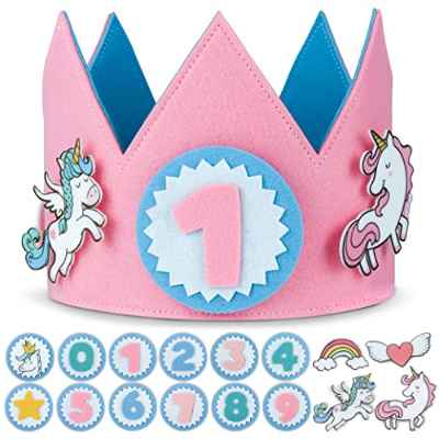 Corona Cumpleaños Unicornio con Números Intercambiables del 0 al 9 y Figuras Tematizadas – BONNYCO | Corona Cumpleaños 1 Año en Adelante, Decoracion Cumpleaños Niña Unicornio, Carnaval