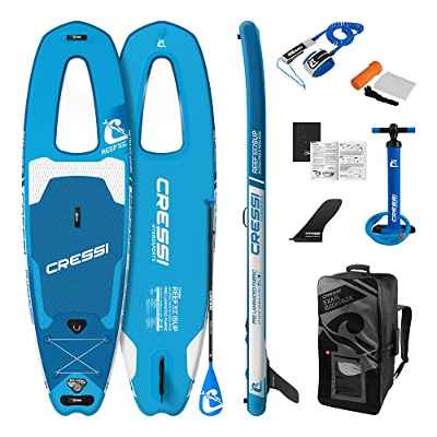 Cressi Reef Window Wisup Set 10'2'' Sup Hinchable con Shape All Round y tecnología Double Chamber PLF, Unisex-Adult, Azul, One Size