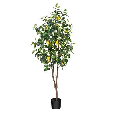 CROSOFMI Plantas Artificiales Decorativas Grandes 150 cm Limonero Arbol Plastico Plantas Falsas Interior Hogar Salon Dormitorio Balcón Moderno(1 Pack)