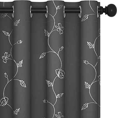 Deconovo Cortinas Salon Térmicas Aislantes Dormitorio Decoración Dormitorio Habitacions para Habitacion Moderna con Ojales 2 Piezas 140x260cm Gris Oscuro