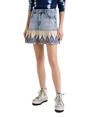 Desigual Fal_BESTAL Falda, Blue, 38 De Las Mujeres