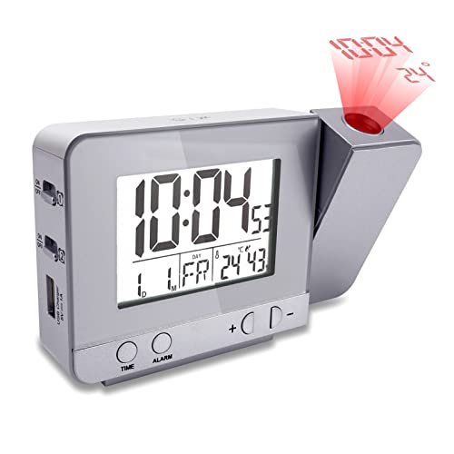 Despertador digital con proyector de hora y temperatura