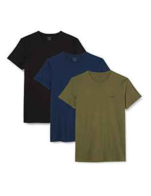 Diesel UMTEE-JAKETHREEPACK, Camiseta para Hombre, Multicolor (Black/Dress Blue/Olive Night E4079/0aalw), L, Pack de 3
