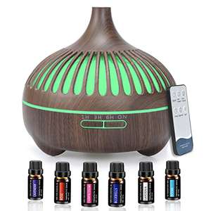 Difusor Aceites Esenciales,Difusor de Aromas Difusor de Aromaterapia con 6 x 10ml Aceites Esenciales