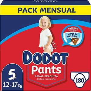 Dodot Pañales Bebé Pants Talla 5 (12-17 kg), 180 Pañales (0.23 €/pañal con COMPRA RECURRENTE)