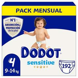Dodot Pañales Bebé Sensitive Talla 4 (9-14 kg), 192 Pañales, Óptima Protección de la Piel de Dodot, Pack Mensual Compra Recurrente