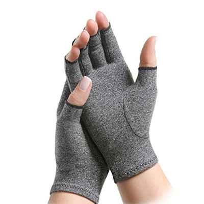 DOITOOL 1 par de guantes de compresión sin dedos para artritis, transpirables, ligeros, guantes de compresión de mano, para aliviar la artritis y el dolor para hombres y mujeres (L)