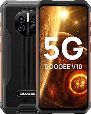 DOOGEE V10 [2022] Movil Resistente 5G, 8GB+128GB, 8500mAh 33W Cargar, Android 11 Teléfono Móvil, Dimensity700, 48MP Triple AI Cámara, IP68/IP69K Movil Todoterreno con Termómetro Infrarrojo, 6.39", NFC