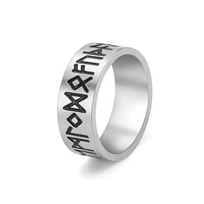 Dreamtimes Anillos de runas de Futhark de acero inoxidable mitología nórdica Asgard Norse Viking Religioso Anillos Amuleto Talismán Joyería, Acero inoxidable, Sin piedras preciosas