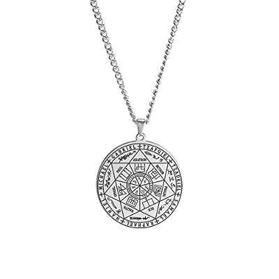 Dreamtimes Vintage Tetragrammaton Collar con colgante Wahyeh Magic pentagrama bendecido de Salomón Amuleto Collar de Acero Inoxidable Joyas Vikingas para Mujeres y Hombres