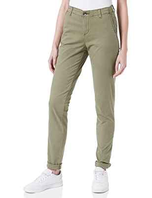 edc by Esprit Stretch Chino Pima Pantalones, Verde (Light Khaki 345), 44W / 34L para Mujer