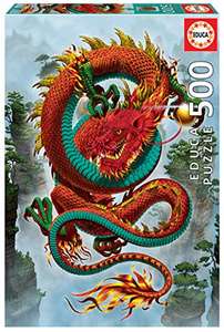 Educa - El Dragón de la Buena Suerte, Vincent HIE. Puzzle de 500 Piezas. 46 x 34 cm. Incluye Cola Fix Puzzle para colgarlo. + 14 años