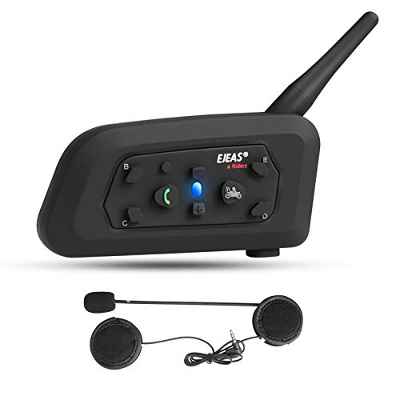 EJEAS Intercomunicador Casco Moto Bluetooth 1200m Auriculares Bluetooth para Motocicletas hasta 6 Motolistas Reducción de Ruido DSP Impermeabilidad