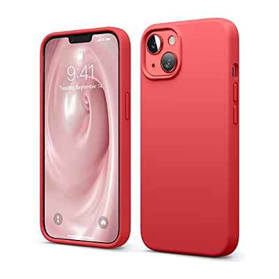 elago Silicona Líquida Funda Compatible con iPhone 13 Case (6.1"), Silicona Premium, Protección Completa - Prueba de Golpes, Anti-Arañazos Revestimiento de Microfibra Suave (Rojo)