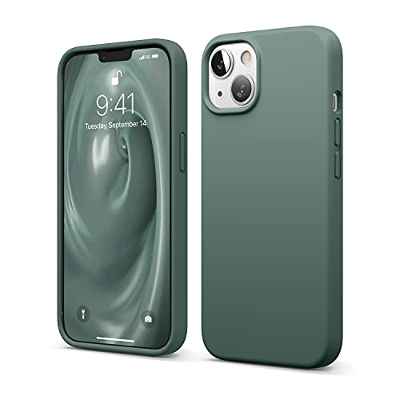 elago Silicona Líquida Funda Compatible con iPhone 13 Case (6.1"), Silicona Premium, Protección Completa - Prueba de Golpes, Anti-Arañazos Revestimiento de Microfibra Suave (Verde Noche)