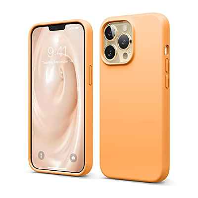 elago Silicona Líquida Funda Compatible con iPhone 13 Pro Case (6.1"), Silicona Premium, Protección Completa - Prueba de Golpes, Anti-Arañazos Revestimiento de Microfibra Suave (Naranja)