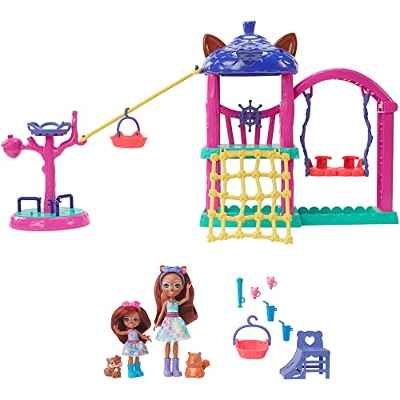 Enchantimals City Tails Parque de juegos de Sabine y Seneca Squirrel Dos muñecas con mascotas ardilla y set de juego con accesorios, juguete de regalo +4 años (Mattel HHC16)