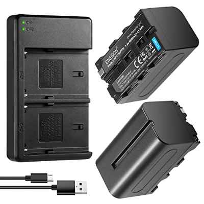 ENEGON NP-F750 Batería de Repuesto (Paquete de 2) y Smart LED Cargador para Sony NP-F550 NP-F570 NP-F750 NP-F770 NP-F930 NP-F950 NP-FM500H NP-QM71 NP-QM91 NP-QM71D