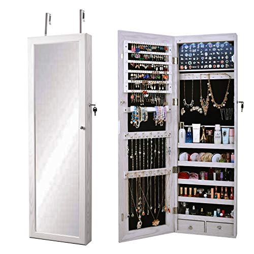 Espejo organizador de joyas con luz LED