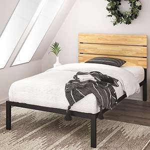 estructura de cama de metal y madera, somier de listones de madera