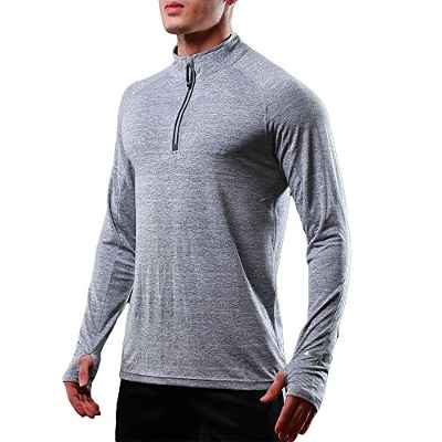 FELiCON Camiseta con Cuello de Manga Larga con Cremallera para Hombre, Camiseta de Secado Rápido, Camiseta Cálida, Camiseta de Manga Larga para Correr para Todas Las Estaciones para Hombre