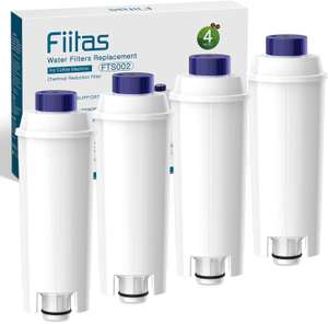 Fiitas DLSC002 Filtros para Delong hi Máquina Café, Descalcificante Compatible De Longhi Serie Magnifica S, ECAM, ESAM, ETAM (4 unidades)