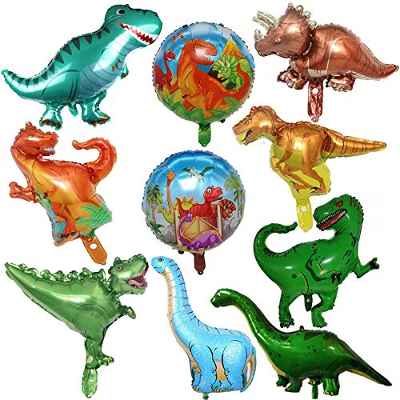FINEVERNEK 10pcs Decoracion Cumpleaños Dinosaurios, Globos de Dinosaurios para Cumpleaños, Globos Dinosaurios de Papel de Aluminio, 3D Globos de Dinosaurio, para Decaración de la Fiesta Compleaños