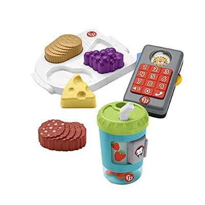 Fisher-Price Imaginación Kit de juego con vaso de smoothies, teléfono con luces y sonidos y puzzle de alimentos, juguete para bebés +1 año (Mattel HFJ95)