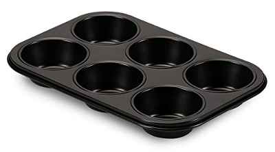 Formegolose Molde pzas, 18,5 x 27 cm, Acero, Negro, 6 muffins