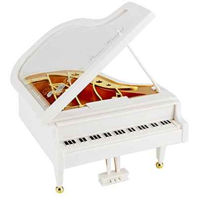 FORYNXHWIN Caja de música de Piano Blanca, Mini Caja de música de Cuerda de Piano para decoración de Escritorio, Regalo de Cumpleaños De Navidad, San Valentín (4,7 x 5,5 x 7,1 in)
