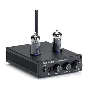 Fosi Audio T20 Amplificador de tubo Bluetooth, Receptor estéreo 2 canales, Amplificador de auriculares tubos de vacío 6J4
