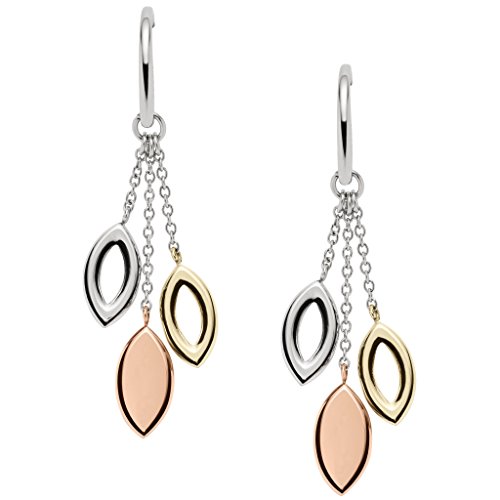 Fossil Pendientes Navette Tri-Tone para Mujer