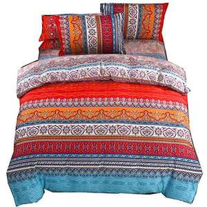 Funda de edredón con funda de almohada y sábana Microfibra con cierre de cremallera (Multicolor, 240×220cm (para cama de 150))