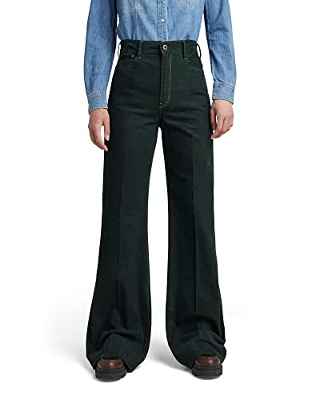 G-STAR RAW Deck Ultra High Wide Leg Jeans, Verde (Laub GD C436-d549), 27W x 32L para Mujer