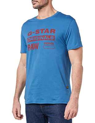 G-STAR RAW Etiqueta Original Camiseta, Azul (Retro Blue 336-937), L para Hombre