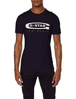 G-STAR RAW Graphic Logo 4 Camiseta, Azul, Medium (Talla del Fabricante:) para Hombre