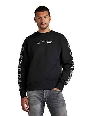 G-STAR RAW, hombres Sudadera Sleeve Graphics Loose, Negro (dk black C988-6484), L