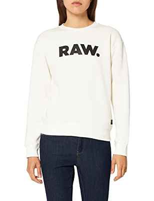 G-STAR RAW Premium Core Raw. Crewneck Sudadera, Blanco (Milk C235-111), S para Mujer