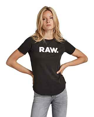 G-STAR RAW RAW. Graphic Slim, Camiseta, para Mujer, Negro (dk black 4107-6484), S