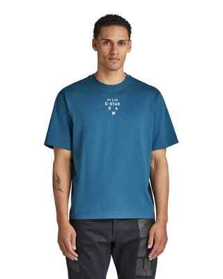 G-Star RAW Stencil Center Graphic Boxy T-Shirt, Camisetas para Hombre, Azul (nitro D22387-4561-1861), L