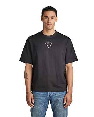 G-Star RAW Stencil Center Graphic Boxy T-Shirt, Camisetas para Hombre, Negro (dk black D22387-4561-6484), S