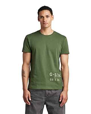 G-STAR RAW Stencil Front Back Talla Camiseta, Verde (Dk Nuri Green C336-3476), M para Hombre