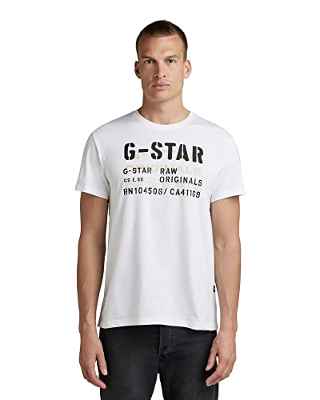 G-STAR RAW Stencil Originals r t T-Shirts, White, XL para Hombre