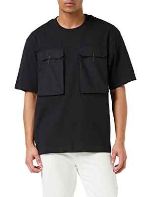 G-Star RAW Utility Woven Mix Boxy T-Shirt, Camisetas para Hombre, Negro (dk black D22388-C336-6484), XL